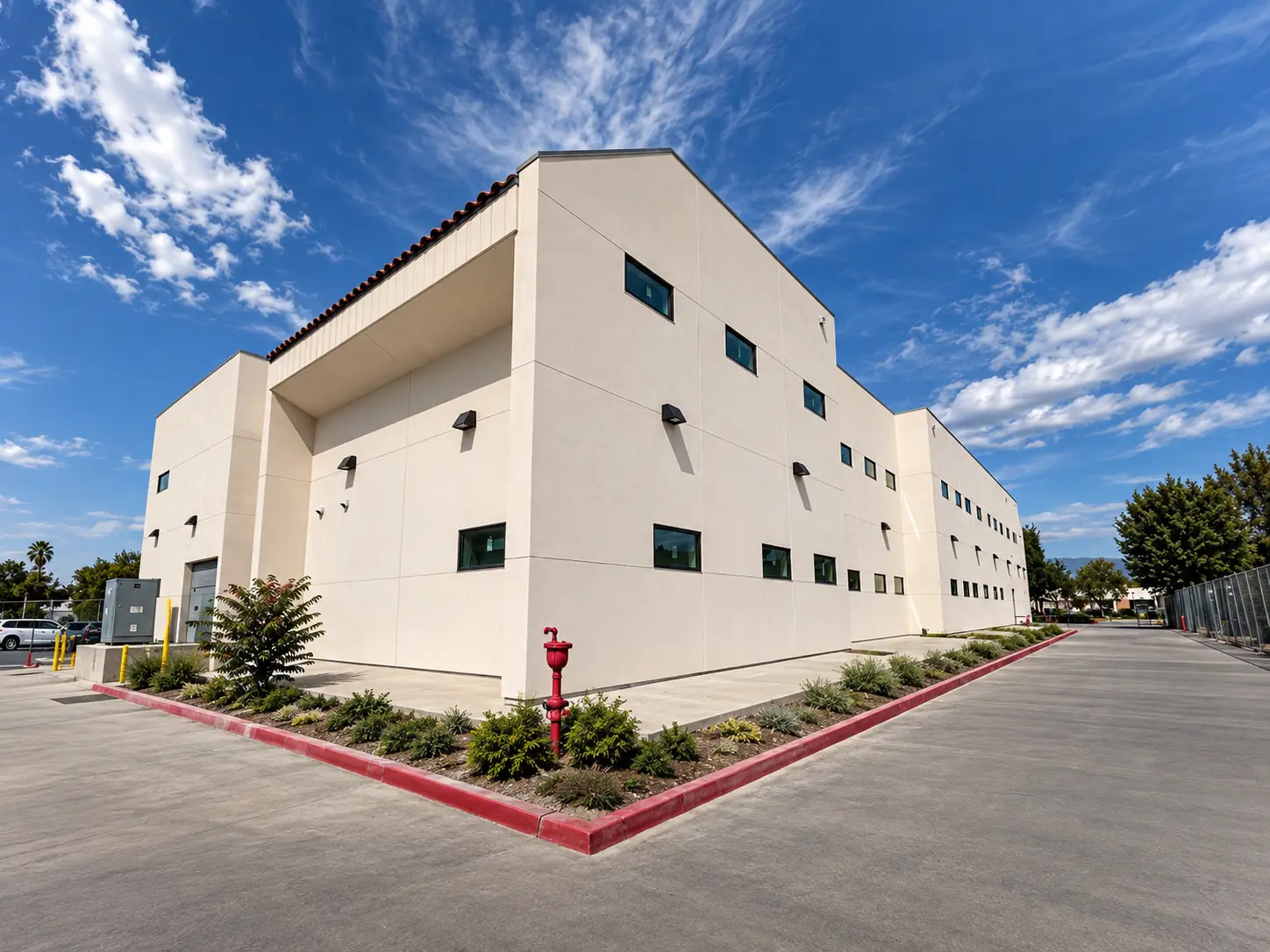 Medical office in Colton — corner view of the two-story stucco building